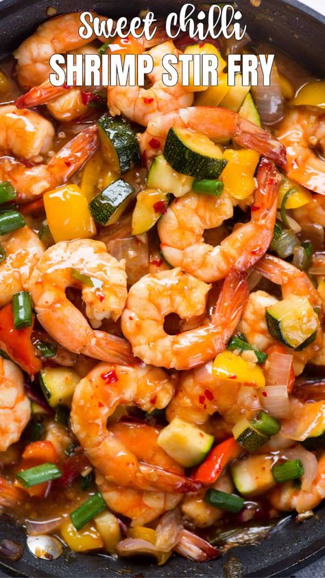 Sweet Thai Chili Shrimp Stir Fry, Skinnytaste Stir Fry Recipes, Shrimp Stir Fry Sweet Chili Sauce, Asian Noodle Recipes With Shrimp, Shrimp Pineapple Stir Fry, Thai Chili Sauce Recipe Stir Fry, Shrimp In Sweet Chili Sauce, Sweet Chili Shrimp And Broccoli, Recipes With Sweet Thai Chili Sauce