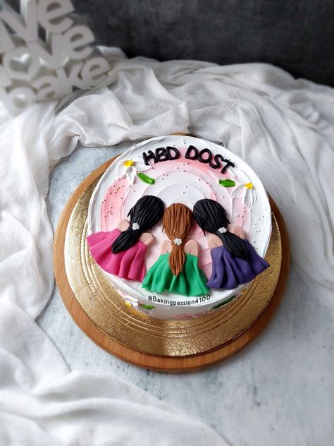 Best Friends Birthday Cakes, Birthday Cake For Friendship, Cake Designs For Friends, Best Friend Cake Design, Bento Cake Design For Best Friend, Friendship Cake Design Friends, Bestie Cake Ideas, Best Friend Birthday Cake Ideas, Cake For Best Friend Girl