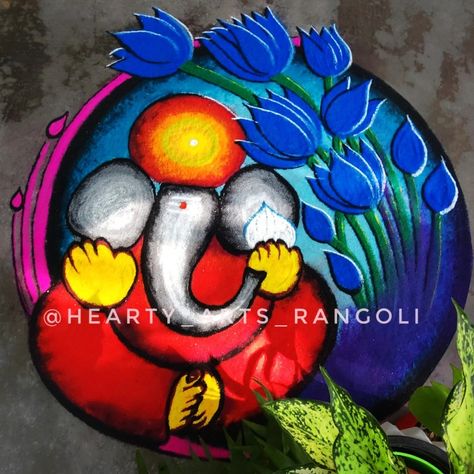 Ganesh Rangoli Designs Latest, Rangoli Designs For Ganesha Festival, Ganpati Bappa Rangoli Designs Latest, Tiger Rangoli Design, God Rangoli Designs Latest, Ganapati Rangoli Designs Latest, Ganpati Rangoli Designs Latest Unique, Ganesha Rangoli Design Beautiful, Ganesh Rangoli Creative