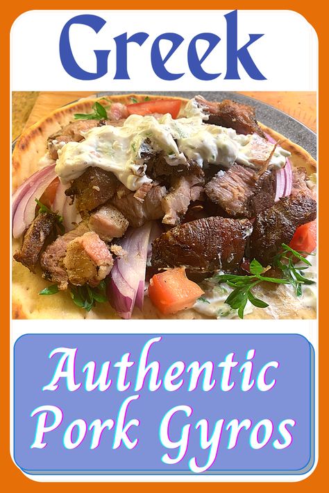 The most delicous, tender, pork gyros ever - authentically Greek! #authenticgreekporkgyros #easyporkgyros #bestgreekporkgyros #internationalporkdishes #internationalporkgyros #bestgyrorecipes #greatgreekporkrecipes #authenticgreekporkrecipes #greekporkgyrosforcampany #easygreekporkgyrosforfamily #besttzatzikisauce #easytzatzikisauce #bestyogurtsauceforgyros #porkgyrostomakeathome #porkgyrosrecipewithoutaspit #Easygreeksandwiches #bestgreekgyrosandwiches #porkgyrosandwiches #bestgreekrecipes Pork Gyros Recipe, Veggies Sauce, Greek Pork, Pork Gyros, Greek Party, Man Recipes, Pork Roast In Oven, Greek Recipes Authentic, Greek Gyros