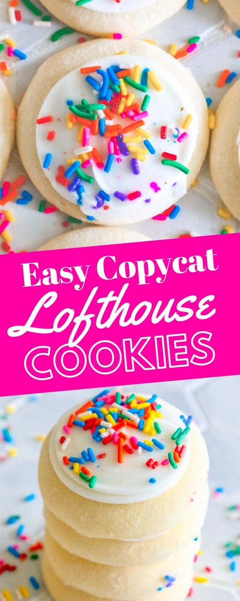 Copycat Recipes Desserts, Lofthouse Cookie Recipe, Copycat Cookies, Cake Batter Truffles, Soft Frosted Sugar Cookies, Cake Batter Fudge, Lofthouse Sugar Cookies, Lofthouse Cookies, Iced Sugar Cookies