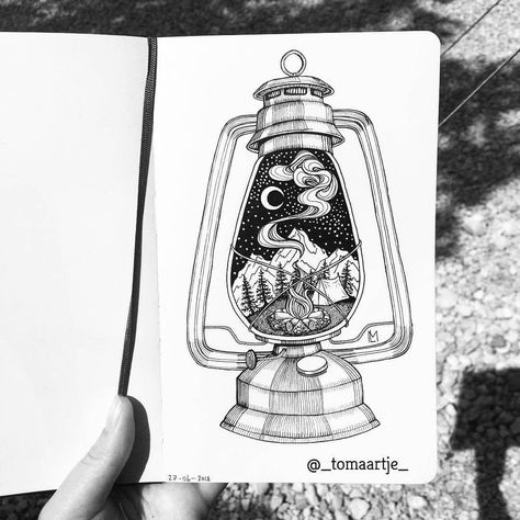 Camping Tattoo - Buy while it is still available - So act right now! Click to visit! Farm Kitchen Ideas, Camping Tattoo, Camping Drawing, Lantern Tattoo, Unique Drawings, Camping Glamping, Ink Drawings, Tree Drawing, Camping Essentials