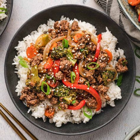 Ground Turkey Over Rice, Ground Turkey Stir Fry Healthy, Ground Turkey And Veggies Recipes, Rice And Ground Turkey Recipes, Ground Turkey Stir Fry Recipes, Turkey Stir Fry Healthy, Ground Turkey With Rice, Ground Turkey And Rice Recipes, Ground Turkey Stir Fry