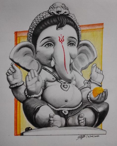 #artgallery #artofinstagram  #digitalart #realism Indian Pencil Drawings, Cute Ganesha Sketch, Ganeshji Drawing Sketch, Shree Ganesh Drawing, Little Ganesha Cute Drawing, Little Ganesha Drawing, Ganesha Drawing Painting, Ganesha Sketch Pencil, Ganpati Bappa Sketch Pencil