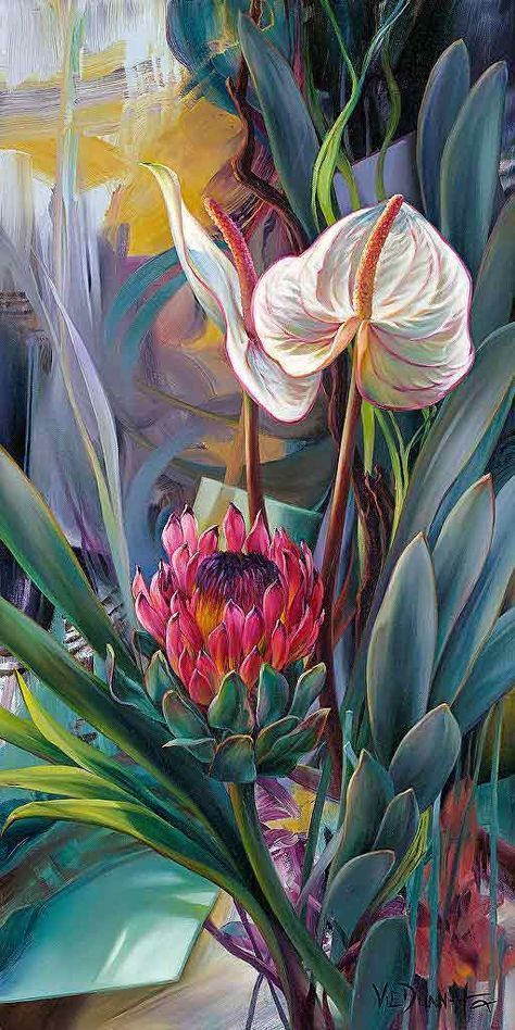 Tropical Painting Ideas On Canvas, Oil Painting Design, Tropical Art Painting, Flowers Painting Abstract, Flower Abstract Painting, Canvas Painting Ideas For Beginners, Flowers Tropical, Tropical Painting, Painting Ideas For Beginners