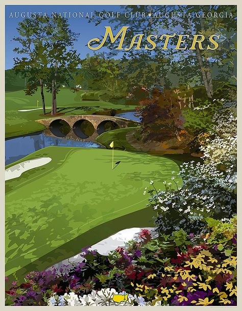 The Augusta National Golf Club 12th Hole Vintage Poster The Masters Golf, Golf Fashion Men, Masters Golf Tournament, Golf Card Game, Dubai Golf, Best Golf Clubs, Augusta National Golf Club, Masters Golf, Golf Club Sets