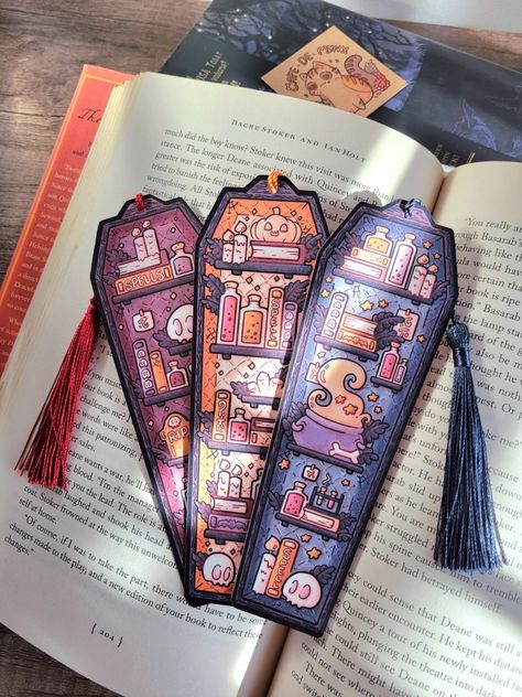 Witch Library, Page Tracker, Bookmark With Tassel, Book Marker, Spooky Witch, Fallen Book, Book Markers, Paper Book, Crystal Candles