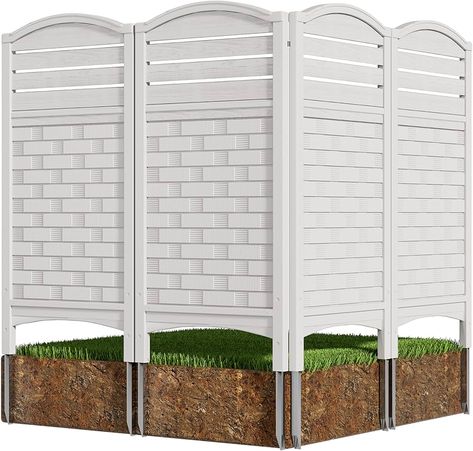 Amazon.com : Mrosaa Outdoor Fence Privacy Panels,Resin Privacy Fence Panels for Outside,Air Conditioner Fence Trash Can Fence Pool Equipment Enclosure(4-Pack) : Patio, Lawn & Garden Yard Jacuzzi, Trash Can Fence, Air Conditioner Fence, Outdoor Privacy Panels, Lattice Fence Panels, Cheap Privacy Fence, Pool Equipment Enclosure, Portable Fence, Vinyl Fence Panels