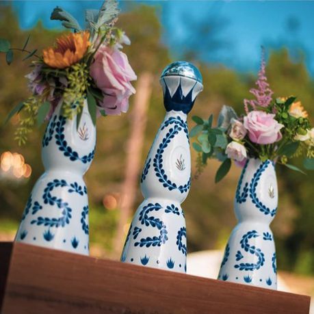 Azul Tequila, Talavera Wedding, Fiesta Wedding Shower, Mexican Inspired Wedding, Mexican Themed Weddings, Forest Theme Wedding, Bridal Shower Inspo, Bottle Centerpieces, Fiesta Wedding