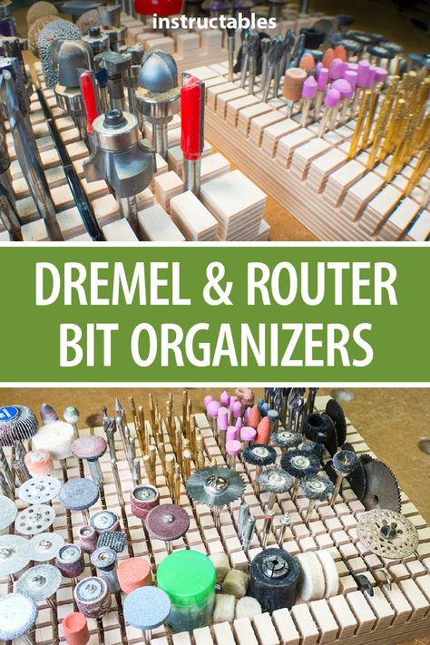 Dremel Accessories Storage, Diy Drill Bit Organizer, Dremel Storage Ideas, Rotary Tool Storage, Diy Dremel Stand, Dremel Bit Storage, Dremel Organizer, Bit Storage Ideas, Dremel Storage