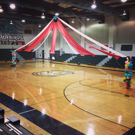 "The Greatest Show On Turf" circus theme homecoming. Rally gym decorations… Circus Theme Pep Rally, Dance Marathon Decorations, Homecoming Pep Rally Decorations, School Gym Decorations, Homecoming Gym Decorations, Homecoming Dance Decorations Gym, Asb Highschool, Circus Homecoming Theme, Circus Pep Rally