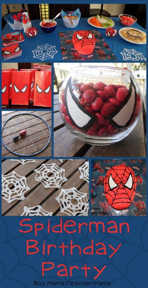 Spiderman Treat Bags, Spiderman Veggie Tray, Spiderman Candy Table, Spiderman Games For Kids, Diy Spiderman Birthday Party, Fête Spider Man, Veggies Dip, Hummus Chips, Spidey Birthday