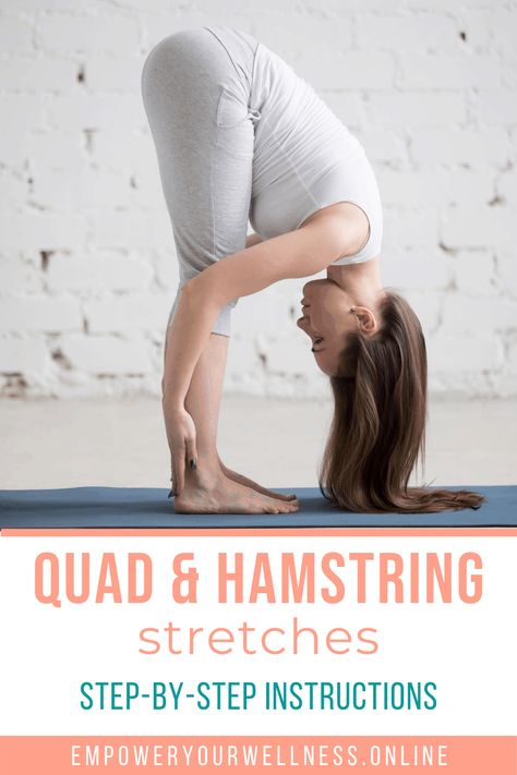 Are you looking for different ways to stretch the quads and hamstrings? Click the pin for a step by step guide: includes quad stretches and hamstring stretches. Hip Flexibility Exercises, Knee Flexibility, Quad Stretches, Hamstring Stretches, Seated Hamstring Stretch, Quad Muscles, Flexibility Exercises, Hip Flexibility, Quads And Hamstrings