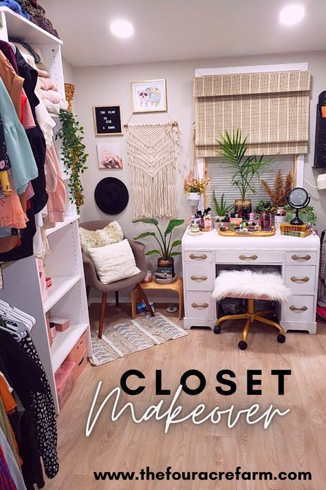 Bedroom Closet Before And After, Small Bedroom Turned Into Walk In Closet, Tiny Bedroom Makeover On A Budget, Closet Room On A Budget, Spare Bedroom Into Walk In Closet On A Budget, Small Bedroom Designs Boho, Bohemian Walk In Closet, Spare Bedroom Closet Ideas Diy Projects, Diy Bedroom To Closet Ideas