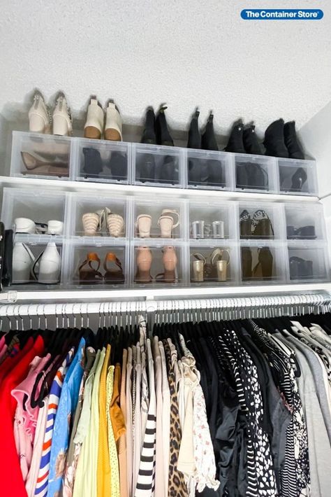 The Container Store's 2021 - 2022 Brand Ambassadors share some of their favorite ways to organize shoes, sweaters, purses, and more. 

See more on our Container Stories blog! Ways To Organize Shoes, Sweatshirt Storage, Organize Shoes, Easy Closet, Shoe Box Organizer, Messy Closet, Skirt Hangers, Simple Closet, Purse Storage