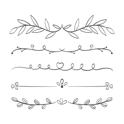 dividers floral style Floral Dividers Hand Drawn, Vine Clipart, Text Dividers, Note Ideas, Wedding Ornament, Sticker Ideas, Free Text, Cricut Free, Floral Garland