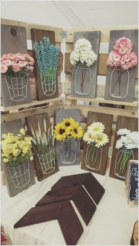 ขวดโหล Mason Jar, فن الرسم بالمسامير, Mason Jar String Art, Diy Frühling, مشروعات العلوم, Pallet Boards, String Art Diy, Spring Projects, Diy Bricolage