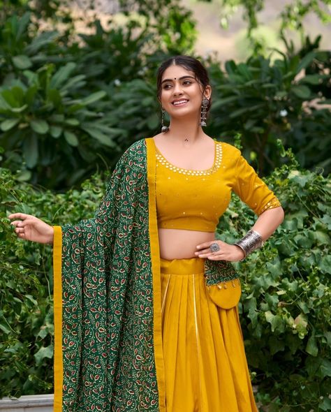 Yellow color lehenga choli for Navratri Coin Lace, Cotton Lehenga Choli, Mirror Hand Work, Elegant Lehenga, Zip Stitching, Garba Outfit, Garba Dress, Navratri Collection, Mirror Work Lehenga