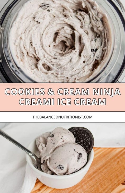 Make cookies and cream Ninja Creami ice cream with this easy recipe. Enjoy the best low sugar ice cream that's healthy and homemade. Add protein powder to make a high protein, low sugar dessert. Ninja Ice Cream, Low Sugar Ice Cream, Cookies Cream Ice Cream, Ninja Ice Cream Recipe, Protein Ice Cream Recipe, Protein Ice Cream Recipes, High Protein Cookies, Desserts With Few Ingredients, Vegetarian Cookies