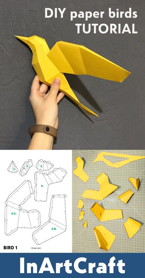 Bird Paper Craft, 3d Templates, Bird Template, Stationery Ideas, Paper Quilling Jewelry, Animal Templates, 3d Paper Art, Origami Bird, Origami 3d