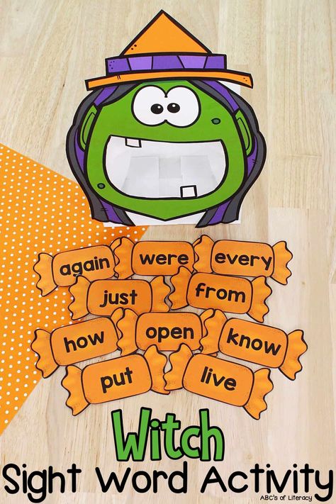 Witch Halloween Activities, Halloween Word Work First Grade, Halloween Sight Words Kindergarten, Halloween Phonics Games, Fall Sight Word Activities, Halloween Sight Word Activities, Witch Activities Preschool, Halloween Phonics Activities, Halloween Reading Games