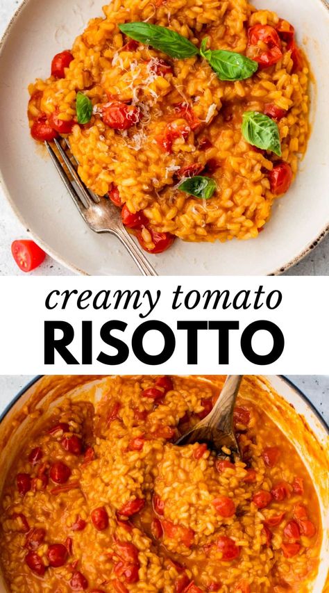 Tomato Basil Risotto, Tomato Risotto Recipes, Healthy Risotto, Pizza Pasta Recipe, Easy Risotto, Vegetarian Recipes For Beginners, Risotto Recipes Easy, Best Risotto, Tomato Risotto