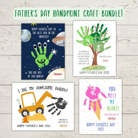 Fathers Day Handprint Art Printable | Etsy Handprint Airplane, Birthday Card For Dad From Toddler, Tree Handprint Craft, Tree Handprint, Handprint Tree, Hand Print Tree, Kids Fathers Day Crafts, Craft Tree, Crafts 2023