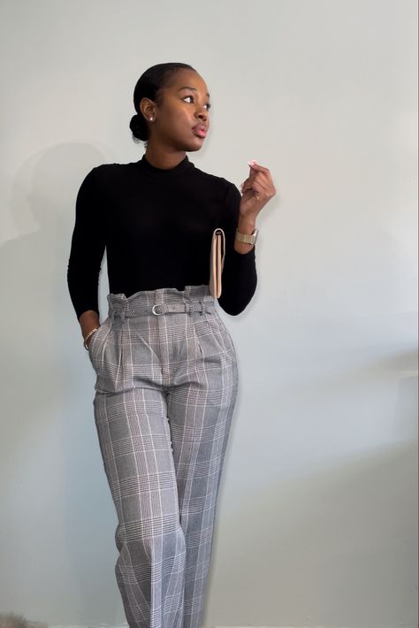 Plaid Pants Business Casual, Women Interview Outfits, Black Plaid Pants, Outfits Lookbook, Workout Fits Women, Corporate Attire, Business Casual Outfits For Work, Shein Pants, Interview Outfit