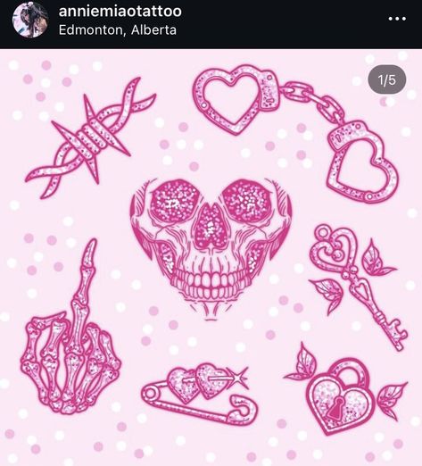 Girly Goth, Pink Goth, Dremel Tool, Girly Tattoos, Skull Tattoos, Dremel, Tattoo Drawings, Tattoos And Piercings, Drawing Inspiration