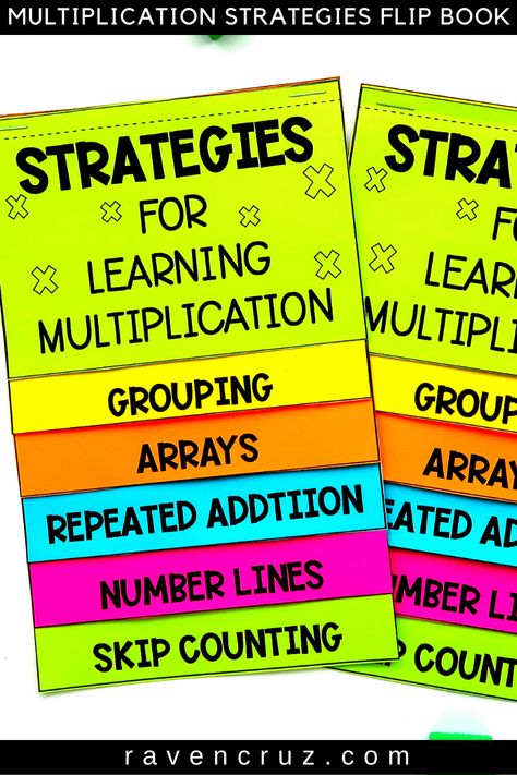 arrays.  The student will first learn a 1 × 4 array, 2 × 4 Interactive Multiplication Activities, Math Flip Books, Multiplication Art Projects, Multiplication Hacks, Division Activities, Math Foldables, Multiplication Strategies, Math Book, Math Rotations