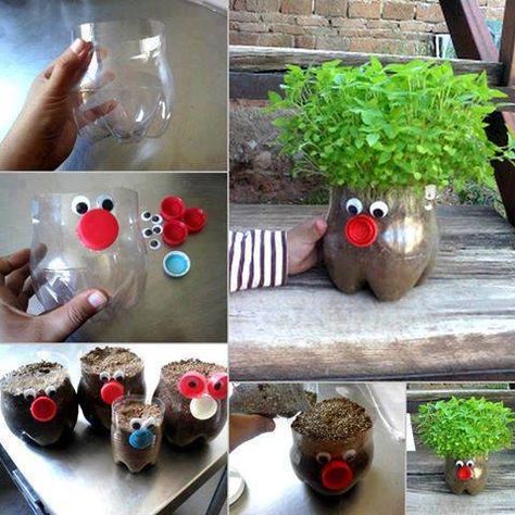 Make good use of waste material. Diy Para A Casa, Plastic Bottle Planter, Kerajinan Diy, Girl Scout Ideas, Scouts Crafts, Do It Yourself Crafts, Cool Ideas, Diy Home Crafts, Recycle Plastic Bottles