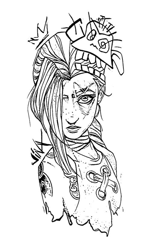 Arcane Jinx Tattoo Design, Arcane Colouring Pages, Jinx Arcane Tattoo Design, Arcane Jinx Tattoo Ideas, Arcane Jinx Tattoo, Arcane Tattoos Symbols, Jinx Arcane Drawing, Jinx Arcane Tattoo, Jinx Tattoo Ideas