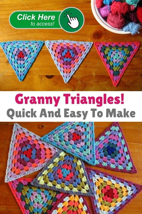 Granny Triangles Quick And Easy To Make And Look Absolutely Gorgeous! This video is a detailed step by step tutorial on how to crochet a granny triangle bunting/garland with a bobble stitch border. This pattern is suitable for beginners.  #crochet #aboutcrochet #crochetstitches #crochetpatterns #crochettutorial #freecrochetpattern #crochettips #crochettechniques #crochetprojects #crochettriangles #crochetgranny #crochetforbeginners Crochet Triangle Pattern, Crochet Bunting Pattern, Granny Triangle, Triangle Bunting, Bunting Pattern, Crochet Bunting, Granny Square Crochet Patterns Free, Crochet Triangle, Bobble Stitch