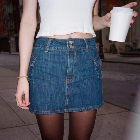 Brandy Melville on Instagram: "#brandyusa" Denim Skirt Brandy Melville, Brandy Skirt, Brandy Melville Skirt, Canva Font, Brandy Melville Skirts, 2024 Style, Fall 24, Miniskirt Outfits, Fall Inspo