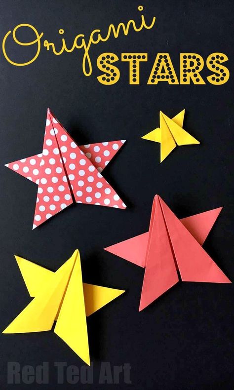 Easy Origami Stars. Love these paper stars. They are perfect for Christmas, New Years Eve or the 4th July. Quick and easy to learn! #Stars #starcraft #paperstars #newyearseve #diystars #origami #origamistar Easy Origami Star, Diy With Kids, Easy Origami For Kids, Vika Papper, Kerajinan Diy, Origami Ball, Tutorial Origami, Origami Star, Folding Origami