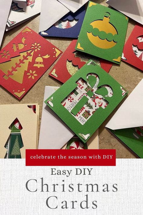 Do you have a Cricut Joy but you’re not quite sure how to get started making custom Christmas cards? Maybe you don’t even have a Cricut Access membership and think you can’t make something super special. Last night I finished up my cards for the season and learned a few things that you may find helpful. They may look complex, but making these holiday cards is super simple. It’s a simple matter of click, print, and cut! Cricut Cutaway Christmas Cards, Easy Cricut Christmas Cards, Christmas Cards With Cricut, Christmas Cards Cricut, Easy Diy Christmas Cards, Diy Christmas Cards Cricut, Cards With Cricut, Diy Christmas Cards Easy, Christmas Cards Printable