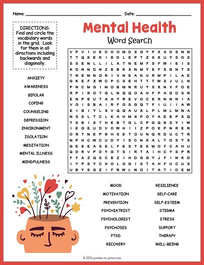 Mental Health Wordsearches, Printable Word Search For Adults, Adult Word Search Printables, Worksheets For Mental Health, Word Search Puzzles For Adults, Activities Sheets, Printable Word Games, Fun Sheets, Spelling Homework