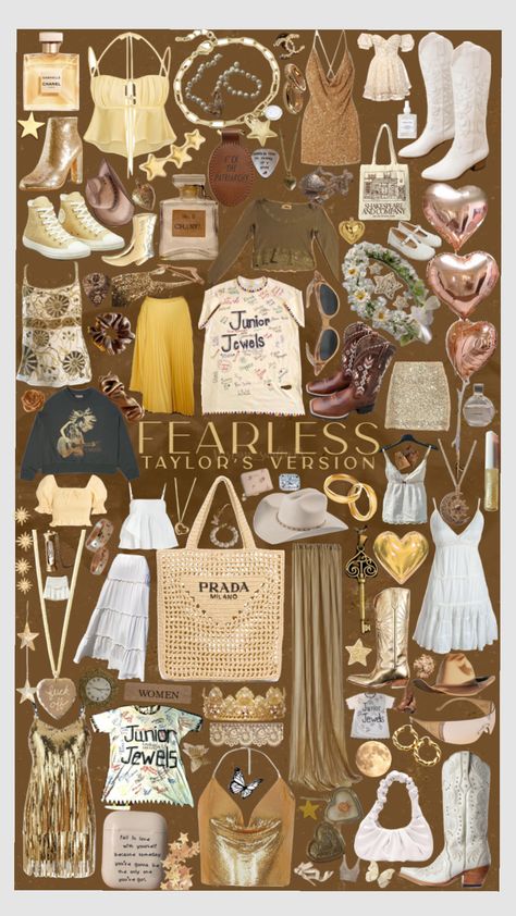 Fearless Ts Outfits, Taylor Swift Wildest Dreams Outfits, What To Wear To A Taylor Swift Concert Fearless, Fearless Taylor Swift Mood Board, Eras Outfits Fearless, Fearless Era Aesthetic Outfits, Taylor Swift Tour Outfits Ideas Fearless, Taylor Swift Tour Outfits Fearless, Taylor Swift Eras Aesthetic Outfits