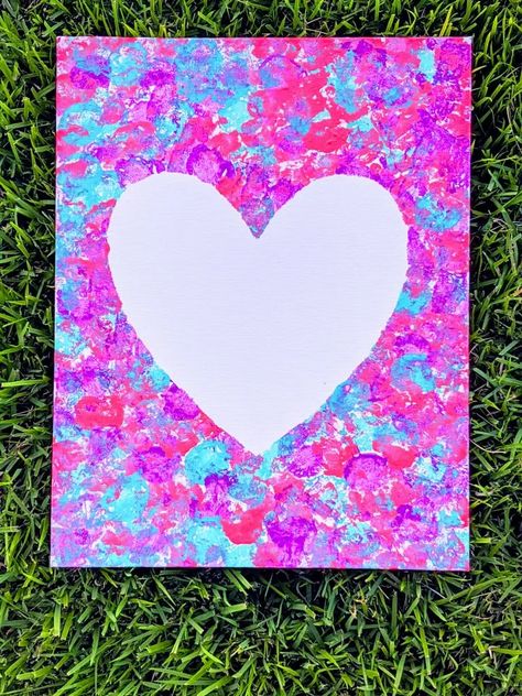 Beautiful Cotton Ball Heart Painting for Kids - Crafting A Fun Life Cotton Ball Crafts, Easy Painting For Kids, Heart Art Projects, Kids Canvas Painting, Cotton Painting, Kids Canvas Art, February Crafts, Valentine's Day Crafts For Kids, Canvas Art Projects