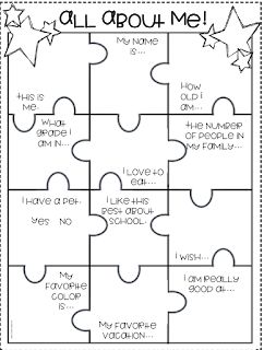 All About Me Puzzle, Puzzle Worksheet, Get To Know You Activities, Alphabet Recognition, Puzzle Template, Classroom Birthday, English Activities, School Worksheets, Beginning Of The School Year