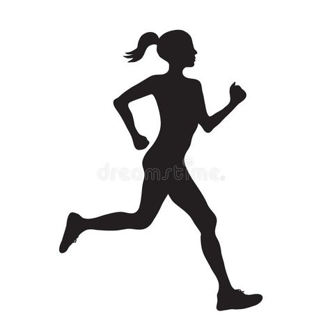 Silhouette of running woman profilec simple black icon, vector e vector illustration Female Runner Silhouette, Olympic Decorations, Moutain Tattoos, Running Icon, Runner Silhouette, 50 Cake, Running Drawing, Girl Outlines, Running Illustration