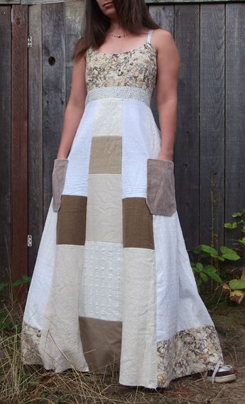 White Patchwork Dress, Patch Work Dress Designs, Patchwork Dress Diy, Patch Work Dress, Patchwork Dress Pattern, Rustic Dress, Patchwork Dresses, Rustic Dresses, Patchwork Fashion