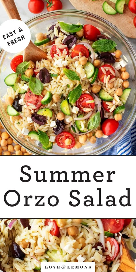 Orzo Salad Recipe - Love and Lemons Easy Orzo Salad, Summer Orzo Salad, Summer Orzo, Easy Orzo, Orzo Salat, Orzo Salad Recipes, Greek Dressing, Make Ahead Salads, Fresh Summer Salad