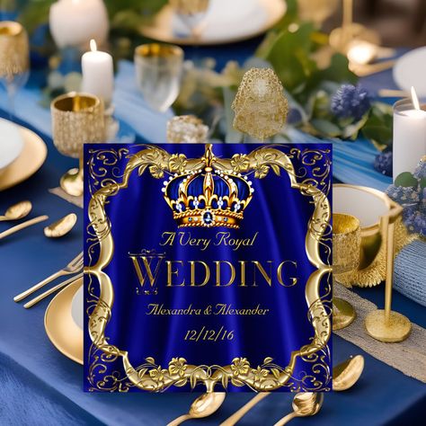 Gold And Royal Blue Dress, Royal Blue Cream And Gold Wedding, Royal Blue Gold Wedding Theme, Wedding Royal Blue And Gold, Navy Blue White And Gold Wedding Invitations, Royal Blue And Gold Wedding Dress, Royal Blue And Gold Wedding Invitations, Royal Blue Gold And White Wedding Decor, Royal Blue Ivory And Gold Wedding