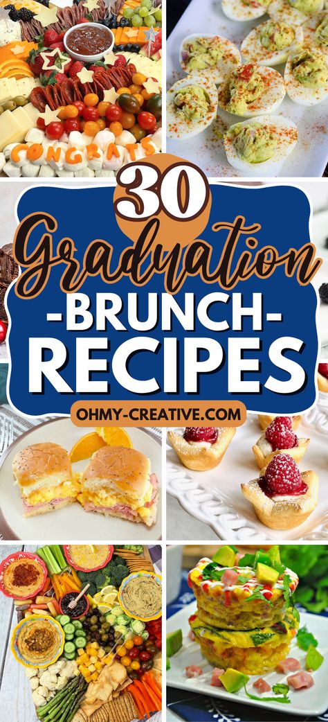 Filled with the tastiest recipes, these graduation brunch ideas are the best way to celebrate your graduate! Add them to your list of Graduation Party Ideas that everyone loves. Graduation Brunch Ideas, Brunch Party Menu, Tastiest Recipes, Grad Party Food, Graduation Brunch, Graduation Party Desserts, Sweet Savory Recipes, Breakfast Slider, Graduation Party Foods