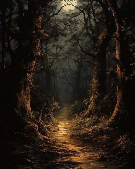 Dark Landscape Wallpaper, Dark Forest Painting, Full Moon Background, Canvas Art Projects, New Background Images, Fantasy Forest, Fantasy Places, Fantasy Aesthetic, New Backgrounds