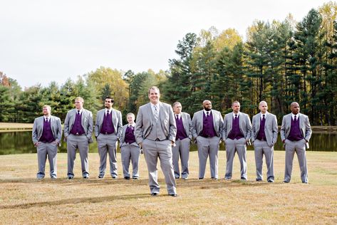 Purple Groomsmen Suits, Groomsmen Attire Purple, Purple Groomsmen, Gray Groomsmen Suits, Lavender Wedding Theme, Wedding Groomsmen Attire, Purple Wedding Decorations, Groomsmen Grey, Wedding Outfits For Groom