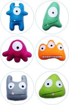 Stuffed Monster Patterns Free | homemade stuffed animals Monster Expressions, Homemade Stuffed Animals, Handmade Softies, Monster Pillows, Felt Monster, Diy Monsters, Diy Bebe, Ugly Dolls, Monster Dolls