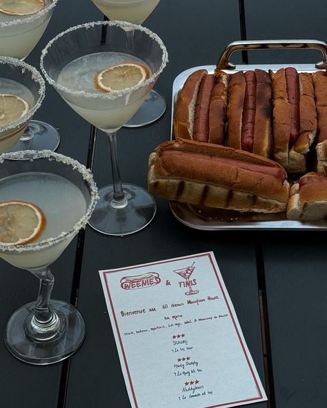 Tinis & weenies weekend 🌭🌞💛✨🐶 Tini Weenie Party, Winies And Tinis, 'tinis And Weenies, Martinis And Weenies, Tini And Weenie Party, Weenies And Martinis, Tinis Weenies, Weenies And Tinis Party, 29th Birthday Ideas