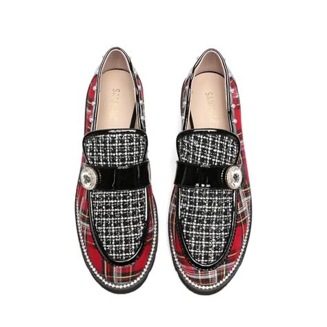 Cute And Comfortable Shoes, Women’s Shoes, Jeans And Loafers Outfit, Upcycle Shoes, Quirky Shoes, Loafers With Socks, Sewing Shoes, Comfortable Work Shoes, Plaid Shoes